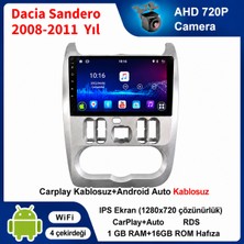 Conio Dacia Sandero 2008-2011 Yıl uyumlu 1GB Ram 16GB Rom Hafıza Android Kablosuz Carplay Navigasyon Multimedya 9 Inç Ekran Hediye görüş kamerası Hediye Çerçevesi