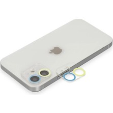 Uravas Store Iphone 12 Renkli Kamera Lens Koruma Cam - Sarı-Mavi