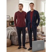 D's Damat Özel Kutulu Çeyizlik Damat Bohçası Seti - Triko Robdöşambr, Pijama Takımı, Atlet-Boxer Set - 3'lü Çorap Hediyeli Bordo