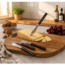 Hace Bazaar 5 Parça  Uzun Kahvaltı Bıçak - Siyah Mermer Desen Saplı 16.5 cm (4887)