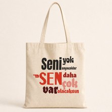 Mor Mürekkep Seni Yok Sayacaklar Baskılı Bez Çanta