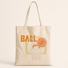 Mor Mürekkep Basketball Pota Tasarım Baskılı Bez Çanta