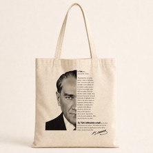 Mor Mürekkep Atatürk ve Türk Gençliğine Hitabesi Baskılı Bez Çanta