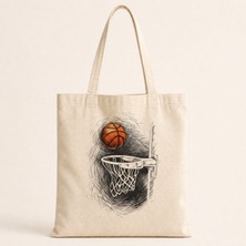 Mor Mürekkep Küçük Basket Pota Tasarım Baskılı Bez Çanta