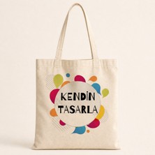 Mor Mürekkep Kendin Tasarla Baskılı Bez Çanta