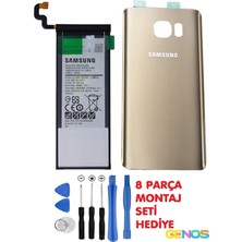 Genos Samsung Galaxy Note 5 SM-N920 Batarya Pil 3000 Mah+Arka Kapak+Tornavida Set Gold Renk