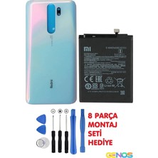 Genos Xiaomi Redmi Note 8 Pro Arka Cam Kapak Batarya Pil Kapağı Beyaz + Pil Batarya BM4J + Montaj Set