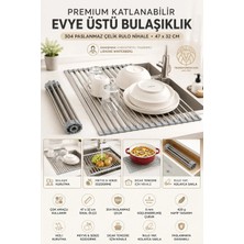 Transformacion Katlanabilir Evye Üstü Bulaşıklık Tezgah Üstü Rulo 18/10 304 Paslanmaz Çelik Nihale Süzgeç (47X32 Cm) 723472
