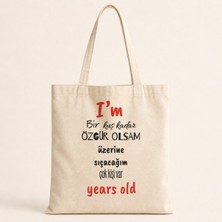 Mor Mürekkep I`m Bir Kuş Kadar Özgür Olsam Baskılı Bez Çanta