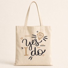 Mor Mürekkep Yes I Do Yazı Baskılı Bez Çanta