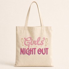 Mor Mürekkep Girl S Night Out Yazı Baskılı Bez Çanta