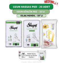 Uravas Store Sleepy Natural Ultra Hassas Uzun Ped 20'li,günlük Ped 32'li Sensitive 50'li Mendil ve Rosıe