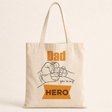 Mor Mürekkep Dad Hero Baskılı Bez Çanta