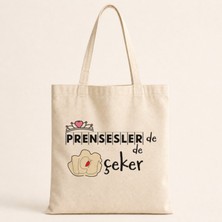 Mor Mürekkep Prensesler De Nah Çeker Baskılı Bez Çanta
