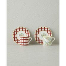 English Home Almeda New Bone China 4 Parça 2 Kişilik Kahve Fincan Takımı 80 ml Bordo