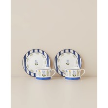 English Home Lora Flora Porselen 4 Parça 2 Kişilik Kahve Fincan Takımı 110 ml Renkli