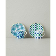 English Home Florentia New Bone China 4 Parça 2 Kişilik Kahve Fincan Takımı 80 ml Mavi