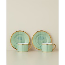 English Home Livora New Bone China 4 Parça 2 Kişilik Çay Fincanı Takımı 220 ml Yeşil
