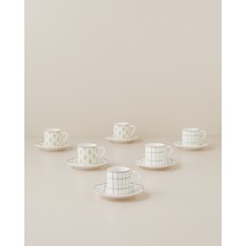 English Home Neva Flora New Bone China 12 Parça 6 Kişilik Kahve Fincan Takımı 80 ml Renkli