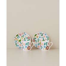 English Home Elvia New Bone China 4 Parça 2 Kişilik Kahve Fincan Takımı 80 ml Renkli