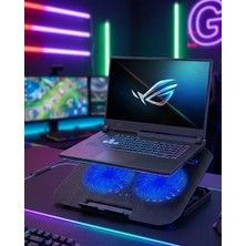 Hace Bazaar Çift Fanlı Laptop Soğutucu Stand 17 Inç Uyumlu 8 Kademeli Ayarlı USB Girişli