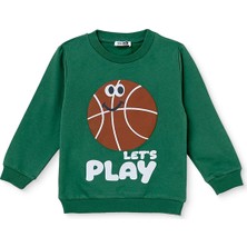 Hellobaby Erkek Bebek Sweatshirt Slogan Baskılı Bisiklet Yaka Uzun Kol