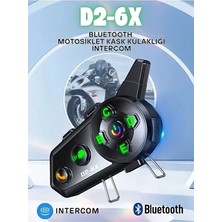 Hace Bazaar D2-6x 1000M Mesafeli 6 Kanallı Intercom Bluetooth Motosiklet Kask Kulaklığı Intercom Kulaklık