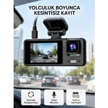 Nemere İthalat 3 Kameralı Araç Dvr 1080P Ön + Hd Arka + Iç Kamera Döngü Kayıt 2’’ Ekran Nemere Ithalat