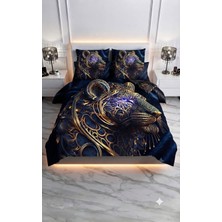 Elmas Dizayn Özel Üretim Marka Çift Kişilik 240*260 cm Saten Pamuk Luxury Nevresim Takımı Premium Ranforce Organik Altın Siyah Kırmızı Lacivert Aslan Lüx Kaplan Deluxe Seri