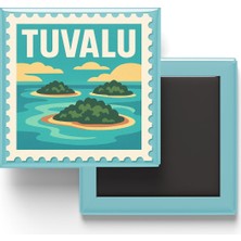 İberk Buzdolap Magneti Tuvalu Funafuti Renkli Posta Pulu Temalı - 9x9 cm