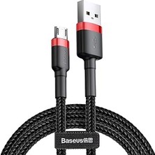 Uravas Store Baseus Cafule Serisi, 2.4 A Usb-A & Micro-Usb Şarj & Data Aktarım Kablosu, 1 Metre, Kırmızı