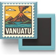 İberk Buzdolap Magneti Vanuatu Port Vila Renkli Posta Pulu Temalı - 9x9 cm