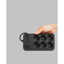 Termal Akım Korumalı 6’lı Uzatma Priz USB Typec Hızlı Şarj 2500W