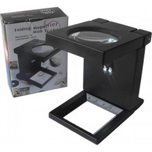 Uravas Store Masa Kullanımına Uygun Katlanır Plastık LED Işıklı Test Cıhazı Büyüteç 2.5X90MM