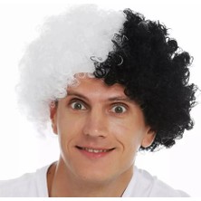 Uravas Store Siyah Beyaz Kıvırcık Afro Bonus Peruk Taraftar Bonus Saç Çeşidi