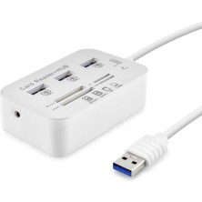 Uravas Store USB 3.0 Hub Kart Okuyucu 7 Port 5 Gbps Beyaz