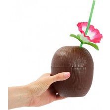 Uravas Store Içecek Kabı Hindistan Cevizi Hawaii Luau Aloha Pipetli Bardak 10X13 cm 1 Adet