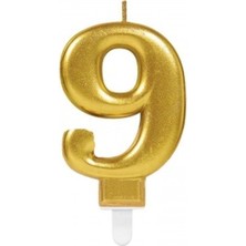 Uravas Store 10 cm 1 Adet 9 Rakam Mum Gold Renk