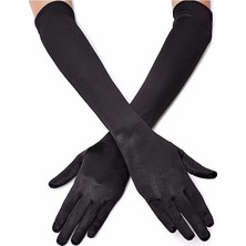 Uravas Store 40 cm Siyah Renk Dirseğe Kadar Uzun Kumaş Eldiven