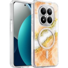 Akıllı Bayi Onegif Xiaomi Redmi Note 15 Pro 5g Lotus Simli Magsafe Kapak - Turuncu Aby