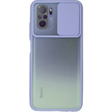 The Gencoo Xiaomi Redmi Note 10 Kılıf Palm Buzlu Kamera Sürgülü Silikon - Lila