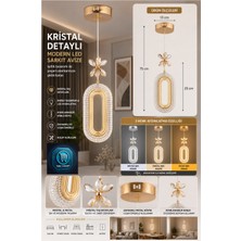 Mavi Concept Gold Kristal Detaylı Modern LED Sarkıt Avize Şık Dekoratif Tavan Aydınlatma Salon, Yatak Odası ve Yemek Odasısı Avizesi