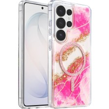 Akıllı Bayi Onegif Samsung Galaxy S26 Ultra Lotus Simli Magsafe Kapak - Pembe Aby