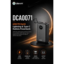 Dexim 20.000 Mah 65W Lightning+Type-C Kablolu Hızlı Şarj Taşınabilir Güç Kaynağı Şarj Cihazı DCA0071