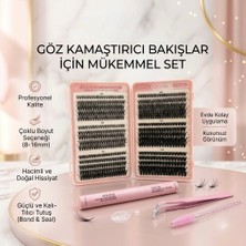 Valeri Profesyonel Dıy Evde Ipek Kirpik Seti - 30D-100D Mix Hacim (8MM-16MM) Doğal Görünümlü Küme Takma Kirpik