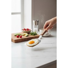 Russet Paslanmaz Çelik Mutfak Spatulası, Ahşap Saplı, Keskin Ağız 9cm, Geniş Ağızlı Blz-44
