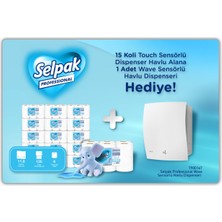 Selpak Professional Touch Sensörlü Havlu 135 M 6'lı x 15 Koli + Wave Sensörlü Havlu Dispenseri Hediyeli