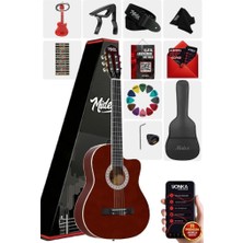 MAXWORD Midex MGX-100BRW-BAG Üst Seviye Klasik Gitar 4/4 Sap Ayarlı (Çanta Askı Capo Pena)