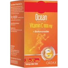 Orzax Ocean Vitamin C 1000 Mg 30+30 Tablet Aromasız Takviye Edici Gıda Türkiye Menşeli