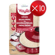 Yayla Gönen Baldo Pirinç ve Zenginleştirilmiş Pirinç Ürünü (D+B9+Fe) 1 kg X10